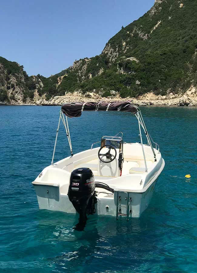 Ermones Boats, Corfu, Boat Rental, Hire Boat Paleokastritsa, Aquastar 450
