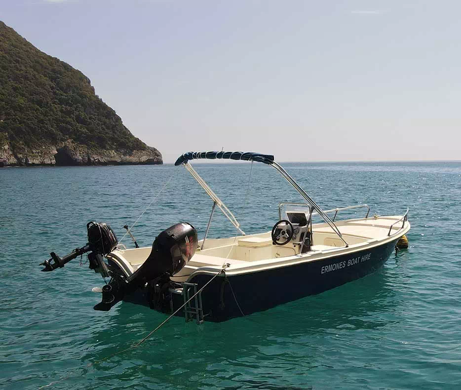 Ermones Boats, Corfu, Boat Rental, Hire Boat Paleokastritsa, Man 535